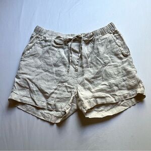 PARACHUTE ivory cream linen elastic waist shorts